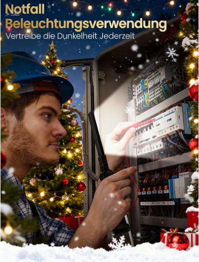 Coquimbo LED Arbeitsleuchte Werkstattlampe, Taschenlampe LED Aufladbar Werkstatt Handlampe mit Magnet und Haken für Auto Reparatur Camping Notfall, Geschenke für Männer (4 Stück, Schwarz)